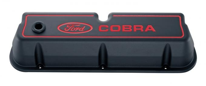 Proform Engine Valve Covers, Tall Style, Die Cast, Black with Cobra Logo, For SB Ford 302-056