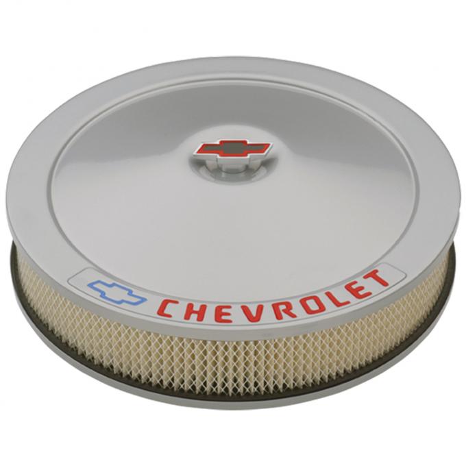 Proform Engine Air Cleaner Kit, 14 Inch Diam, Metal Gray, Chevy Lettering w/ Bowtie Nut 141-362