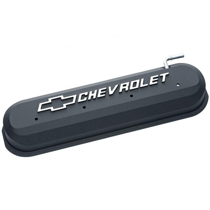 Proform Engine Valve Covers, Slant-Edge Style, Die Cast, Black w/Bowtie Logo, LS Engines 141-262