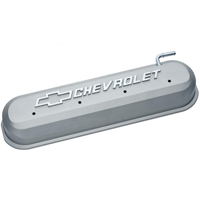 Proform Engine Valve Covers, Tall Style, Die Cast, Gray with Bowtie Logo, LS Engines 141-263