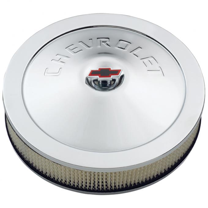 Proform Engine Air Cleaner Kit, 14 Inch Diam, Chrome, Chevy Lettering with Bowtie Nut 141-302