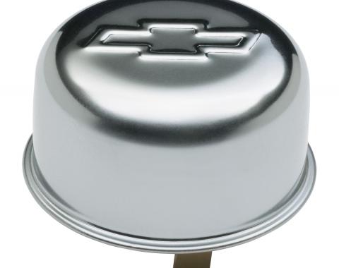 Proform Engine Oil Breather Cap, Push-On Style, 1.82 Hole, Embossed Bowtie Logo, Chrome 141-617