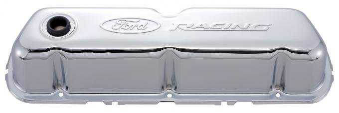 Proform Engine Valve Covers, Tall Style, Steel, Chrome with Ford Logo, For SB Ford 302-070