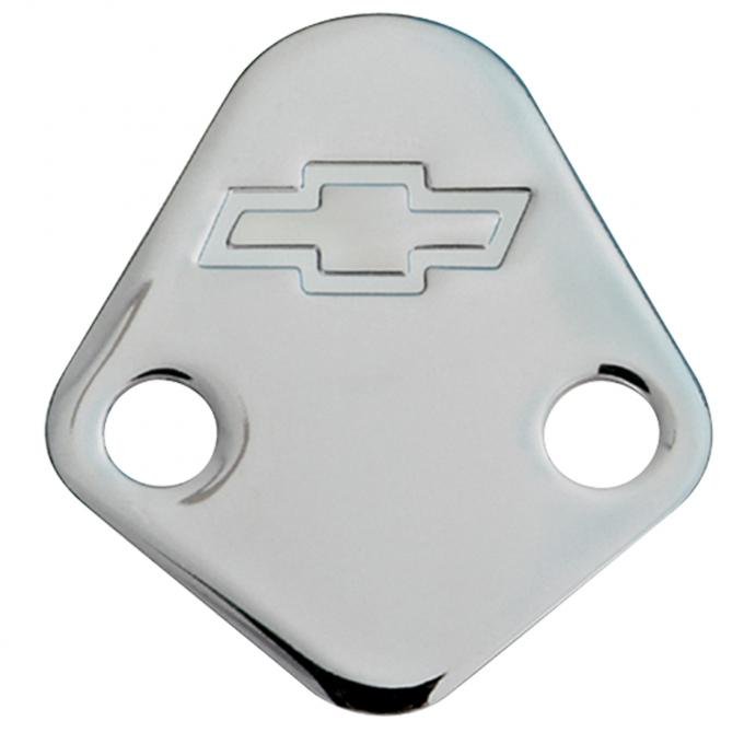 Proform Fuel Pump Block-Off Plate, Chrome with Bowtie Logo, Fits BB Chevy V8 Engines 141-211