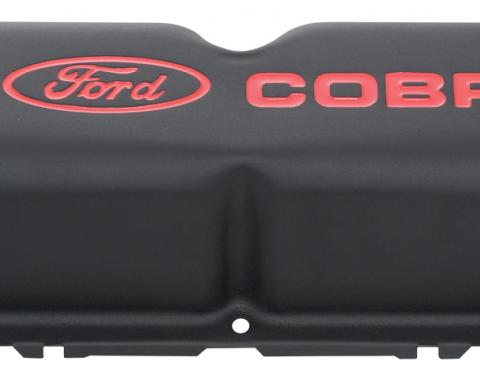 Proform Engine Valve Covers, Tall Style, Steel, Black with Cobra Logo, For SB Ford 302-117