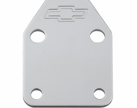 Proform Fuel Pump Block-Off Plate, Chrome with Bowtie Logo, Fits SB Chevy V8 Engines 141-210