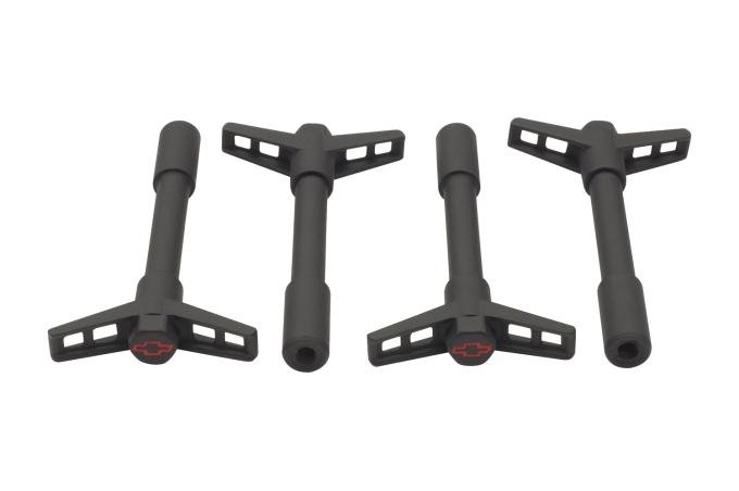 Proform Engine Valve Cover Wing Nuts, Steel, Black, Bowtie Logo, 1/4-20 Thread, 4 Pack 141-756