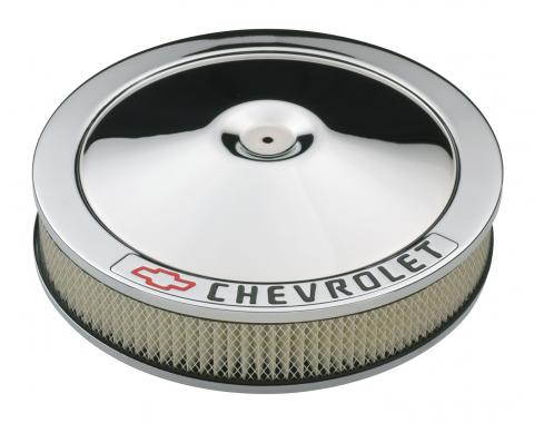 Proform Carburetor Air Cleaner Kit, 14 Inch Diameter, 'Chevrolet' Lettering, Chrome 141-906