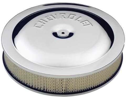 Proform Air Cleaner Kit, Chrome, Embossed Chevy Logo, 14 In. Diameter, With Center Nut 141-307