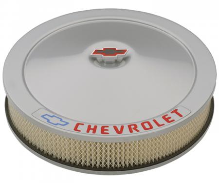 Proform Engine Air Cleaner Kit, 14 Inch Diam, Metal Gray, Chevy Lettering w/ Bowtie Nut 141-362