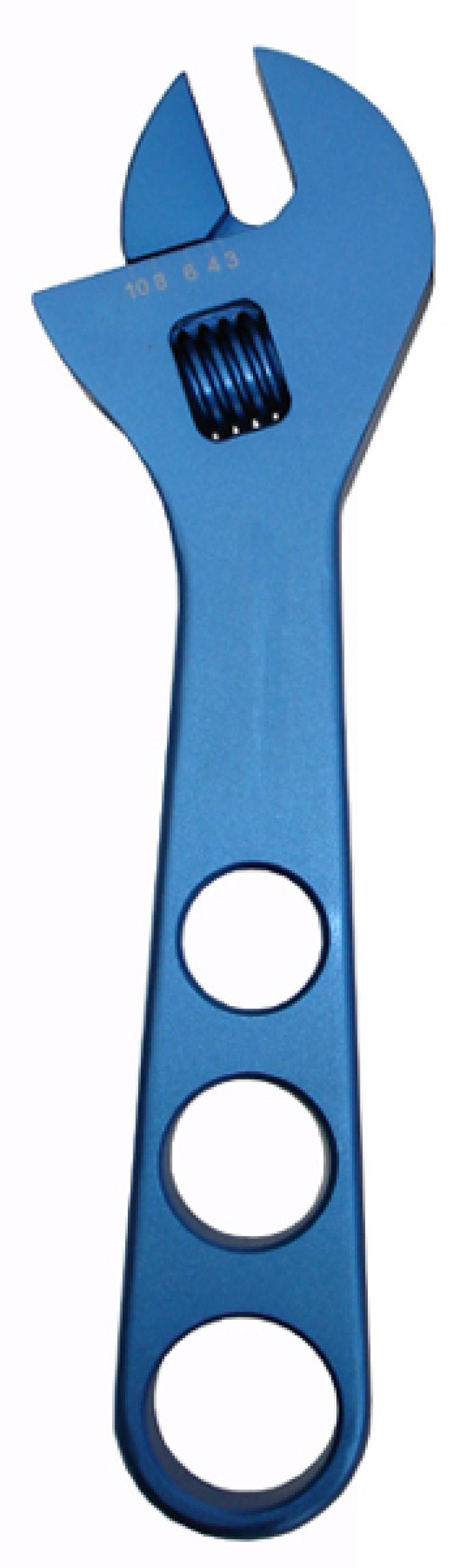 Proform Adjustable AN Wrench, Fits -3AN to -8AN Size Fittings, Blue Anodized Aluminum 67727