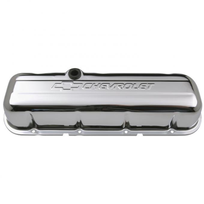 Proform Engine Valve Covers, Stamped Steel, Tall, Chrome, w/ Bowtie Logo, Fits BB Chevy 141-115
