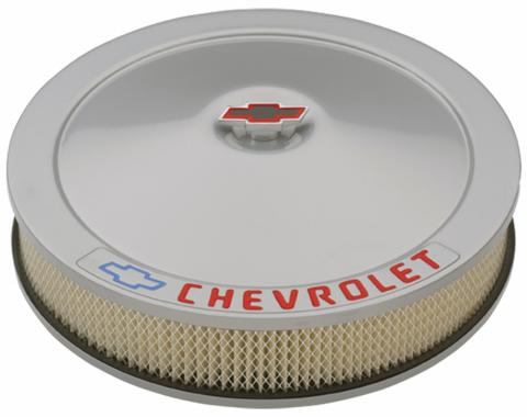 Proform Engine Air Cleaner Kit, 14 Inch Diam, Metal Gray, Chevy Lettering w/ Bowtie Nut 141-362