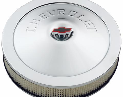 Proform Engine Air Cleaner Kit, 14 Inch Diam, Chrome, Chevy Lettering with Bowtie Nut 141-302