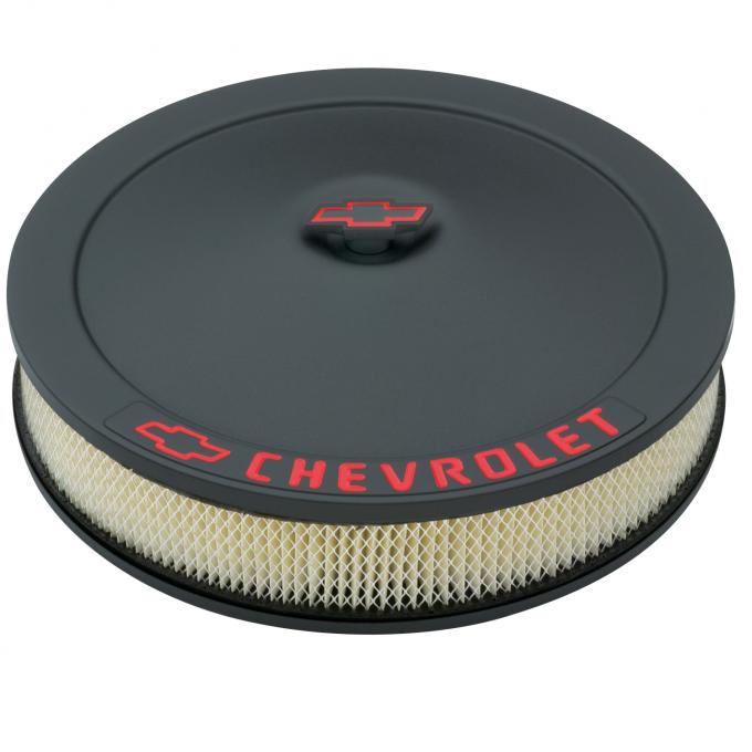Proform Engine Air Cleaner Kit, 14 Inch Dia, Black Crinkle, Chevy Lettering w/Bowtie Nut 141-752