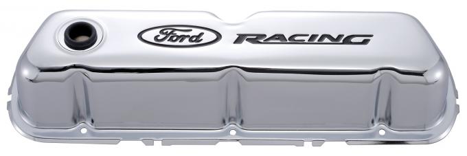 Proform Engine Valve Covers, Tall Style, Steel, Chrome with Ford Logo, For SB Ford 302-071