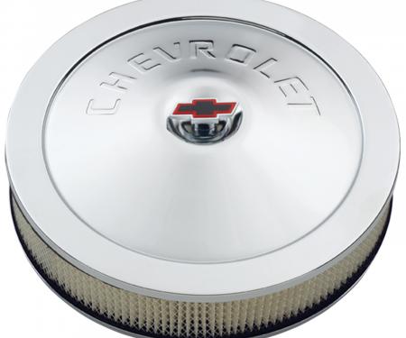 Proform Engine Air Cleaner Kit, 14 Inch Diam, Chrome, Chevy Lettering with Bowtie Nut 141-302