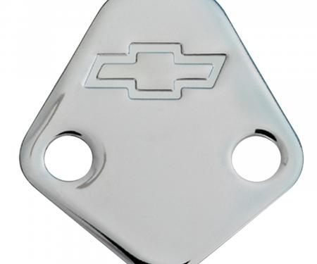 Proform Fuel Pump Block-Off Plate, Chrome with Bowtie Logo, Fits BB Chevy V8 Engines 141-211