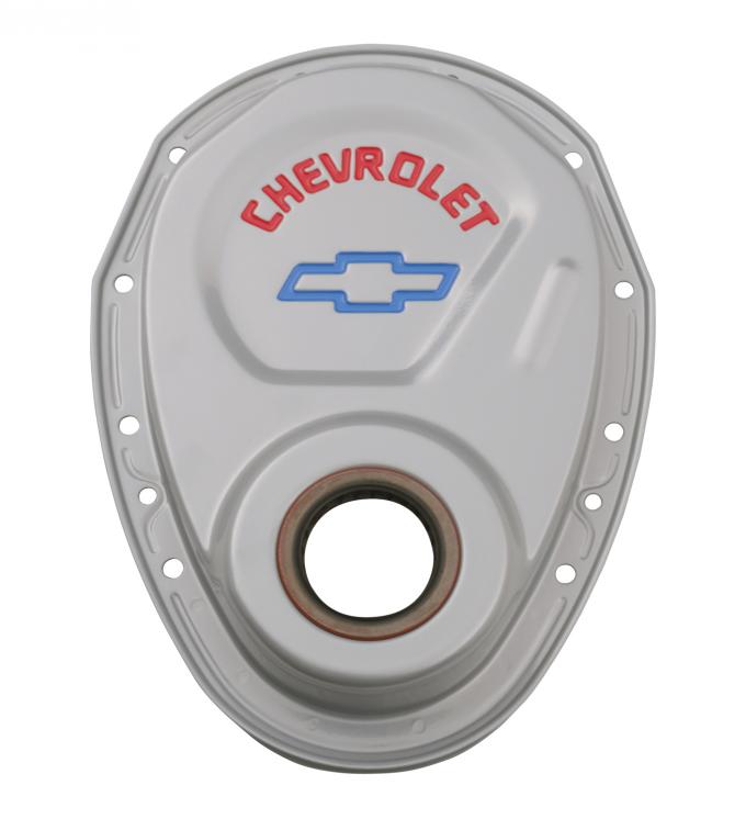 Proform Timing Chain Cover, Gray, Steel, With Chevy and Bowtie Logo, For SB Chevy 69-91 141-363