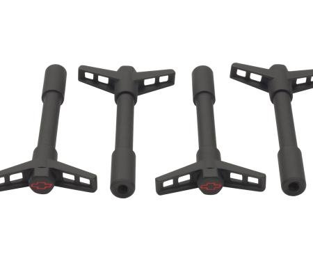 Proform Engine Valve Cover Wing Nuts, Steel, Black, Bowtie Logo, 1/4-20 Thread, 4 Pack 141-756