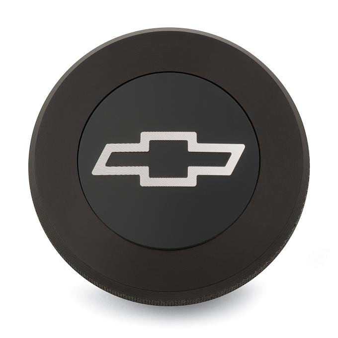 Proform Twist-On Radiator Cap, Chevrolet Bowtie Emblem, Black Anodized Billet Aluminum 141-820