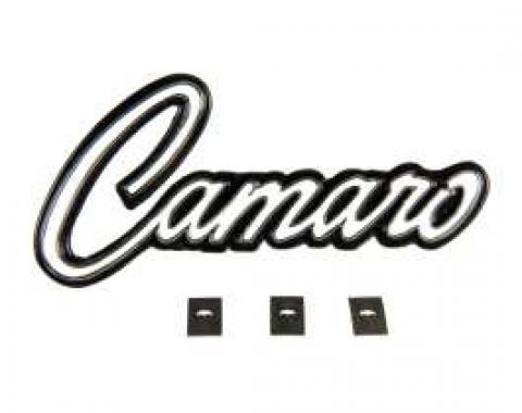 Camaro Dash Trim Plate Emblem, Camaro Script, With Mounting Clips, 1969