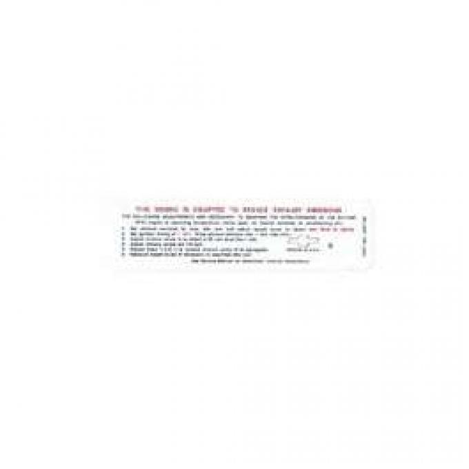 Camaro Exhaust Emissions Decal, 327/275hp, 350/295hp & 396/350hp, For Cars With Automatic Transmission, 1968
