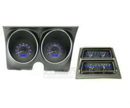 1968 Chevy Camaro Dakota Digital Dash With Console Gauges VHX System, Carbon Fiber Style Face, Blue Display