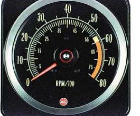 Camaro Tachometer, 6000 RPM Redline, 1969Late