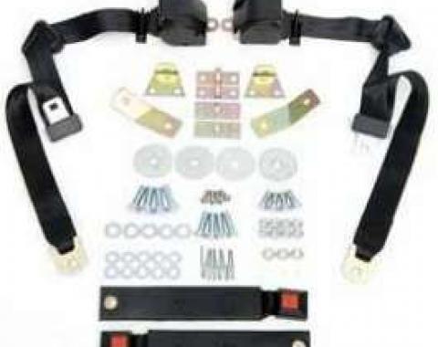 Camaro Shoulder Harness/Seat Belt Kit, 3-Point Retractable, With Black Buckle, 1967-1973