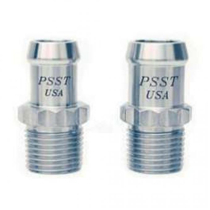 Camaro Intake & Water Pump Heater Hose Fittings, With 12 Point 5/8 X 3/4, Stainless Steel, 1967-2002