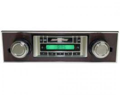 Camaro AM/FM Stereo Radio, USA-230, With Walnut Bezel, Custom Autosound, 1967-1968