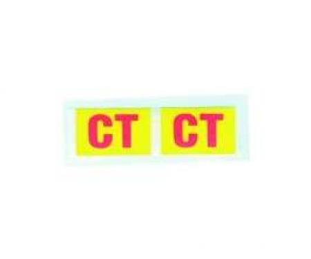 Camaro Disc Brake Decals, Code CT, Control Arm Splash Shield, All Engines, 1967