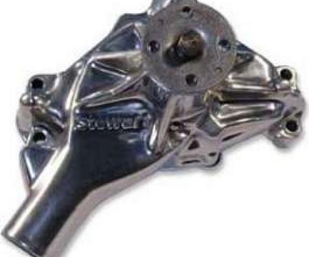 Camaro Water Pump, Small Block, Long, Polished, Aluminum, Hi-Flow, Stewart, 1987-1992