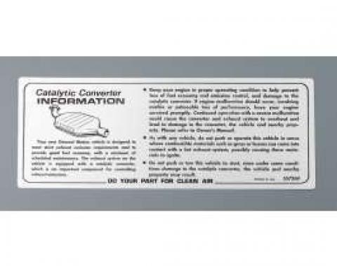 Camaro Catalytic Converter Instructions Decal, 1975-1978