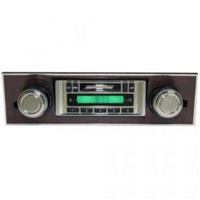 Camaro AM/FM Stereo Radio, USA-230, With Walnut Bezel, Custom Autosound, 1967-1968