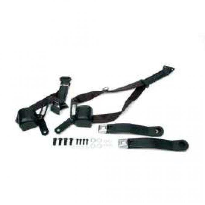 Camaro 3-Point Retractable Shoulder Harness/Seat Belt Kit, Morris Classic Concepts, Black, 1970-1973