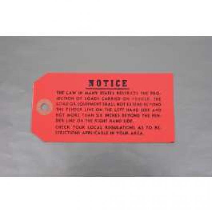 Camaro Luggage Rack Instruction Tag, 1967-1969