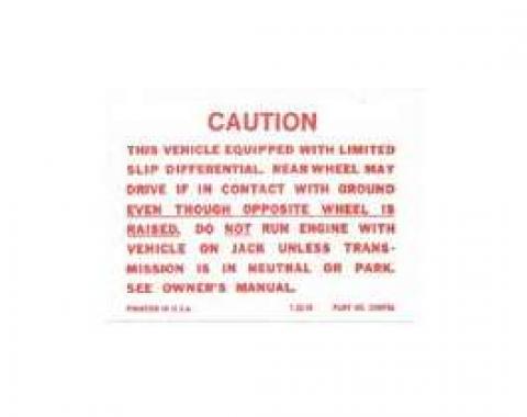 Camaro Positraction Trunk Decal, Self-Adhesive, 1967-1969
