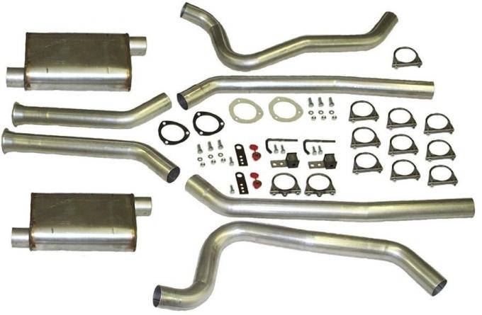 Camaro Dual Exhaust System, Headers Back, Small Block, 2-1/2", Aluminized, 1970-1974