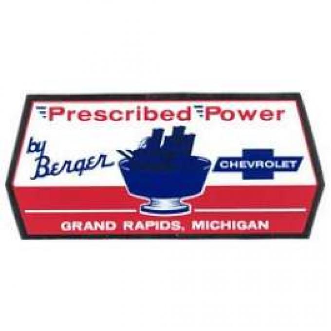 Camaro Berger Prescribed Power Decal, 1967-1969