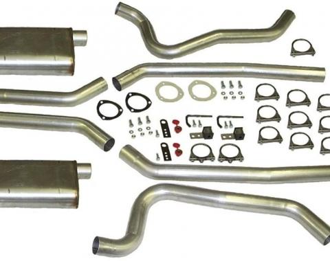 Camaro Dual Exhaust System, Headers Back, Small Block, 2-1/2", Aluminized, 1970-1974