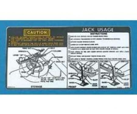 Camaro Jacking Instructions Decal, With Regular Size Spare,1974-1975
