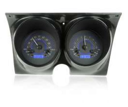 Camaro Analog Dash Gauges, Dakota Digital, Carbon Fiber With Blue Display, 1967-1968