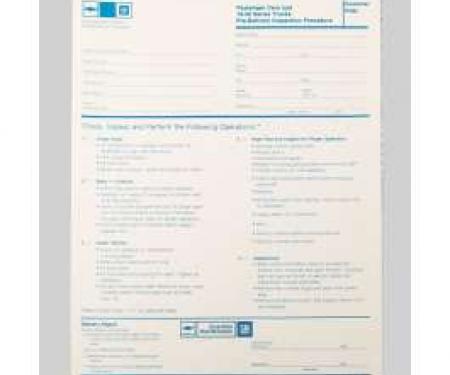 Camaro Pre-Delivery Inspection Sheet, 1979-1980