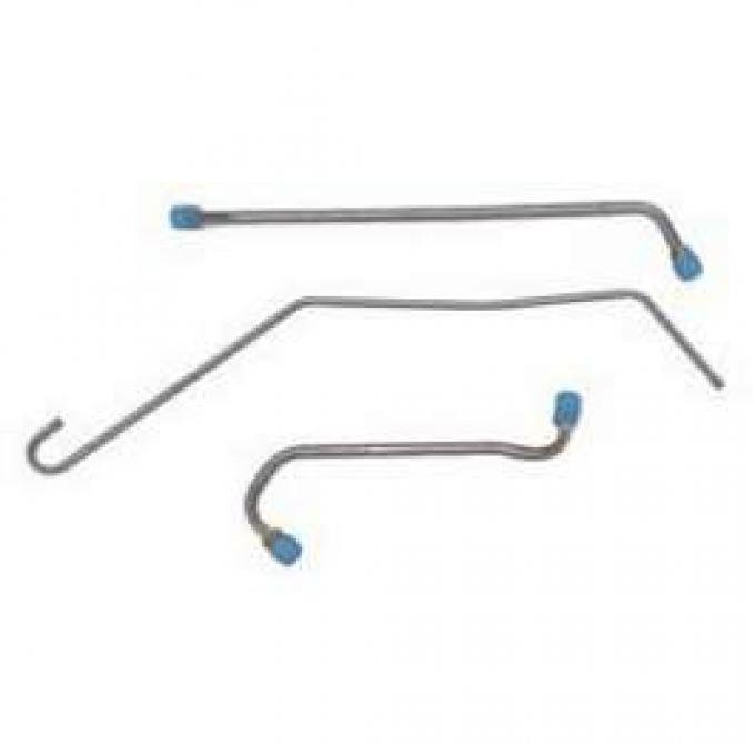 Camaro Fuel Line Set, Fuel Pump To Carburetor, Stainless Steel, 3-Piece, 396/325-350hp, 3/8", With 1/4" Return Line, 1969