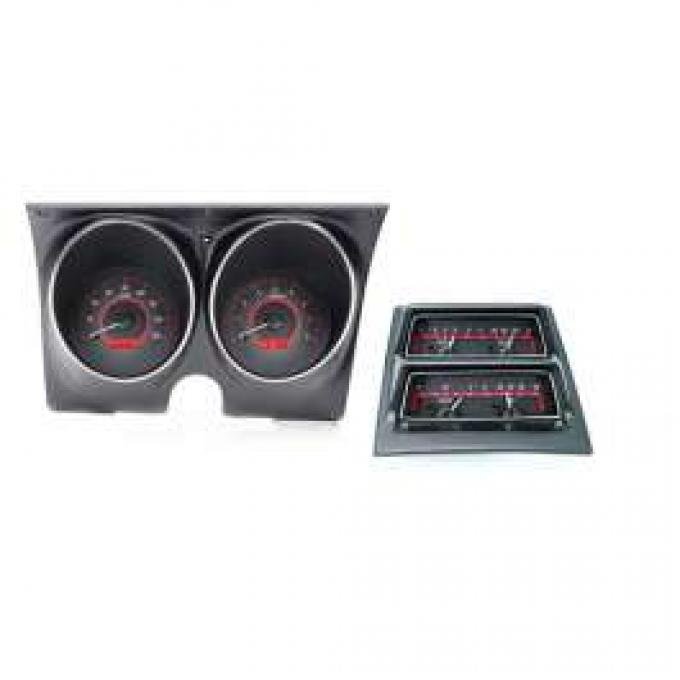 Camaro Analog Dash Gauges, Dakota Digital, Carbon Fiber With Red Display, 1968