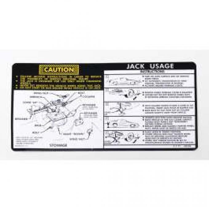 Camaro Jacking Instructions Decal, With Regular Tire Spare,1978-1979