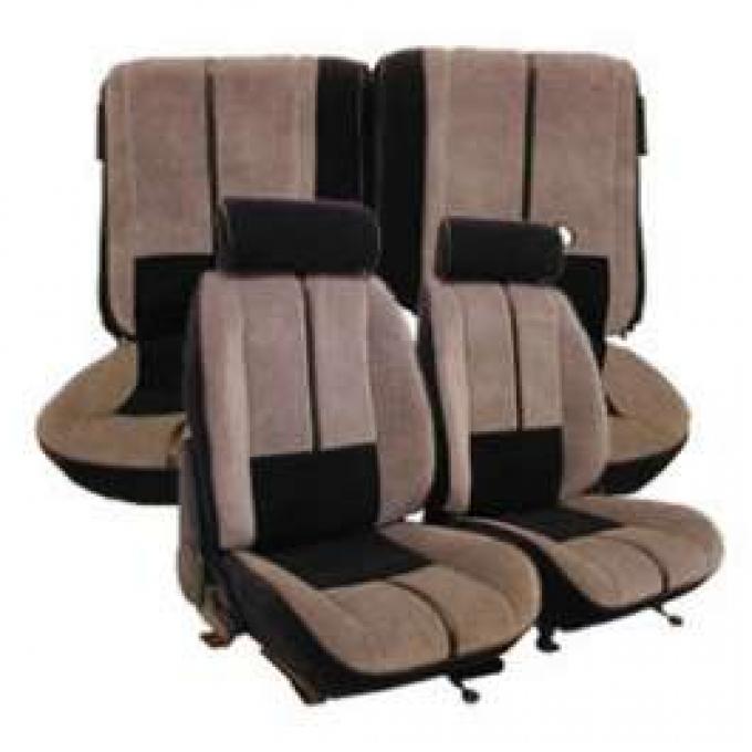 Camaro Seat Cover Set, Front & Rear, Velour, For Cars With Deluxe Interior & Rear Split Seat, 1988-1992