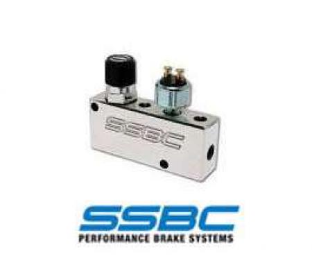 Camaro Proportioning Valve, SSBC, Adjustable, Polished, With Brake Light Switch, 1967-2013